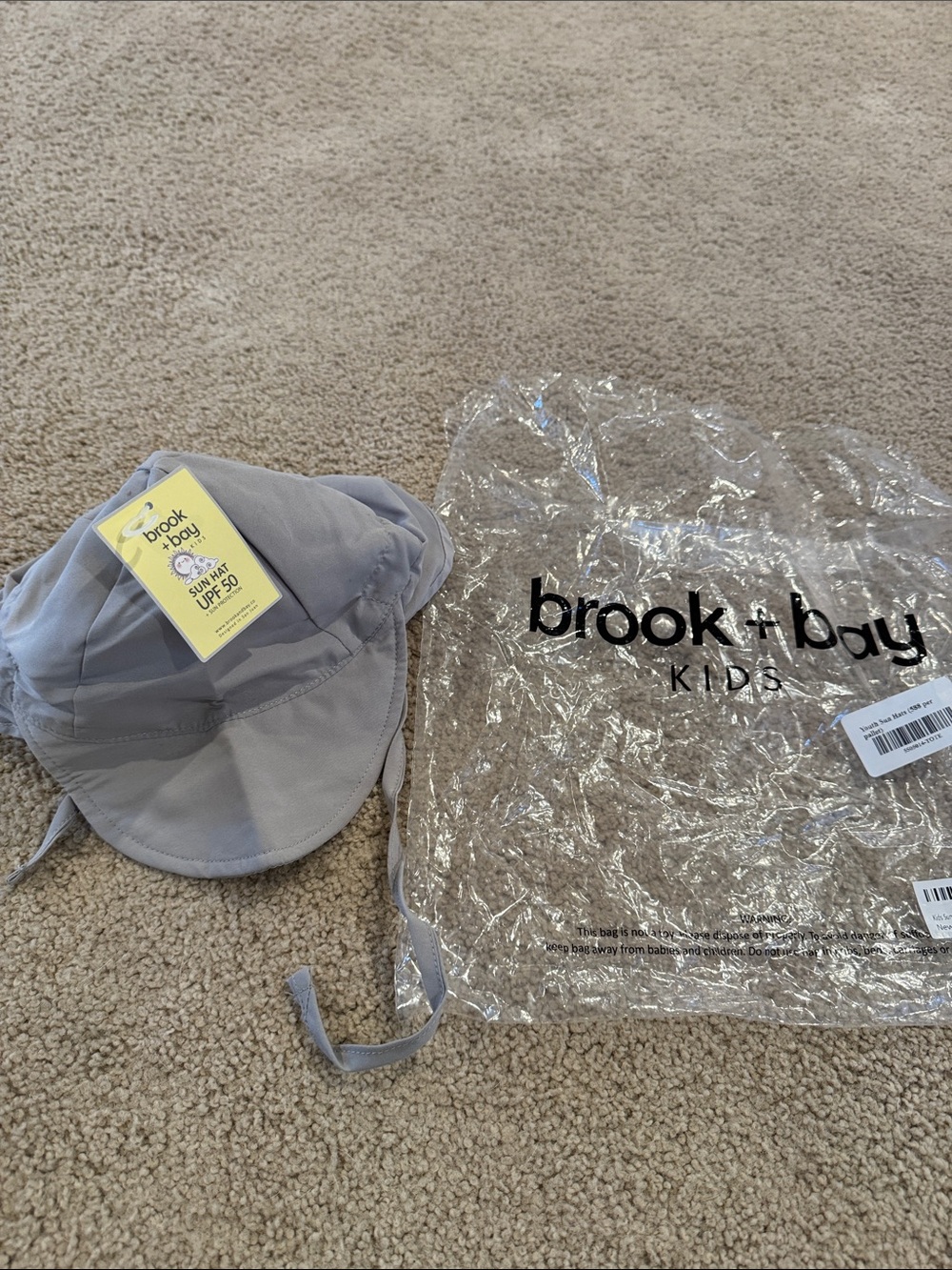 Brook + Bay Kids Light Gray Sun Hat with UPF 50 Protection